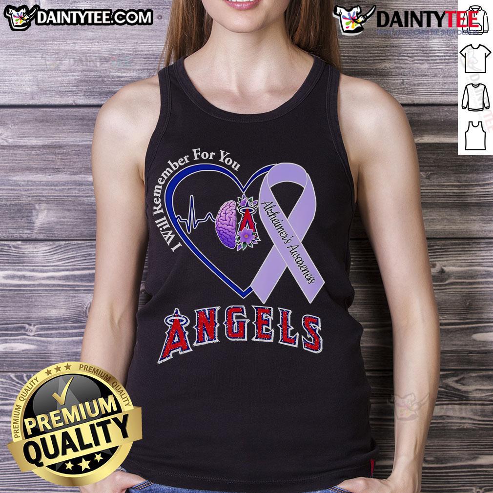 Official I Will Remember For You Alzheimer's Awareness tank top featuring Los Angeles Angels logo and design.