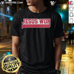 Official Jesus Won Arkansas Razorbacks 2025 Special T-Shirt featuring a vibrant design and team colors.