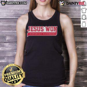 Official Jesus Won Arkansas Razorbacks 2025 special tank top featuring team colors and logo for fans and supporters.