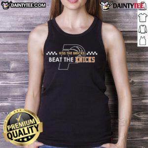 Official Kiss The Bricks Beat The Knicks vs Pacers NBA Eastern Conference 2025 tank top featuring team logos and vibrant design.