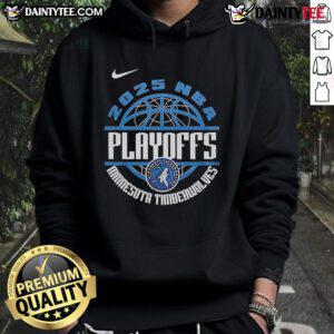 Official Minnesota Timberwolves 2025 NBA Playoffs hoodie featuring team logo and stylish design for fans.