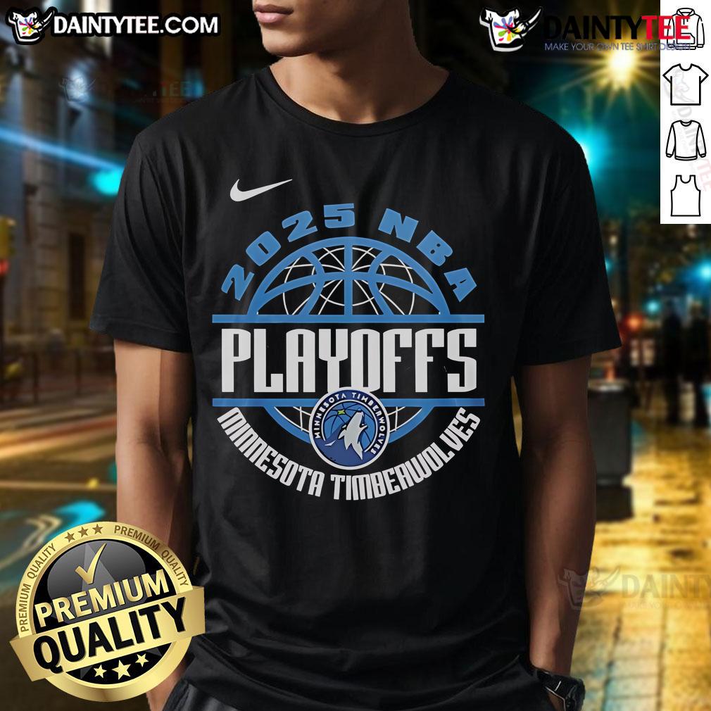 Official Minnesota Timberwolves 2025 NBA Playoffs T-Shirt featuring team logo and vibrant playoff design.