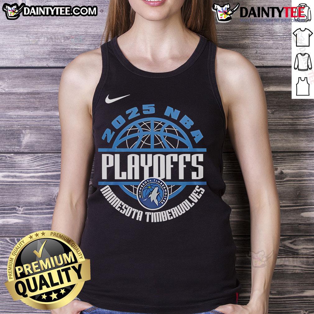 Official Minnesota Timberwolves 2025 NBA Playoffs tank top featuring team logo and vibrant colors, perfect for fans.