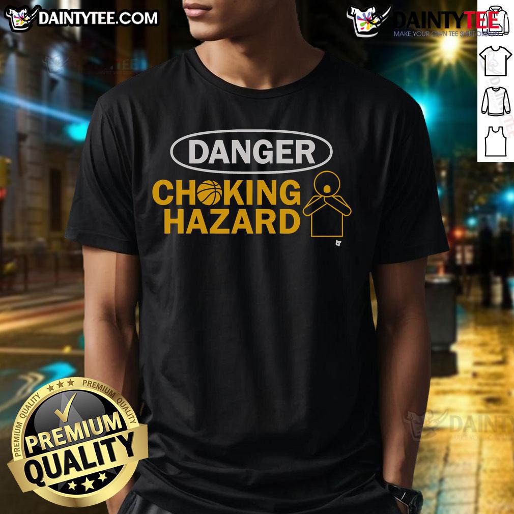 Official Tyrese Haliburton Danger Choking Hazard T-Shirt featuring bold graphic design and vibrant colors for fans.