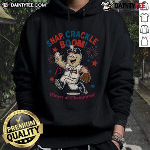 Awesome Atlanta Braves Snap Crackle Boom hoodie for Independence Day, featuring team logo and festive design.