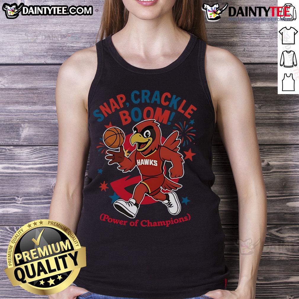 Cool Atlanta Hawks tank top featuring 'Snap Crackle Boom' design, perfect for Independence Day celebrations and sports fans.