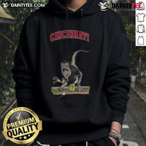 Cincinnati Reds Tiny Turnip Velociraptor Hoodie featuring a vibrant design and playful dinosaur theme.