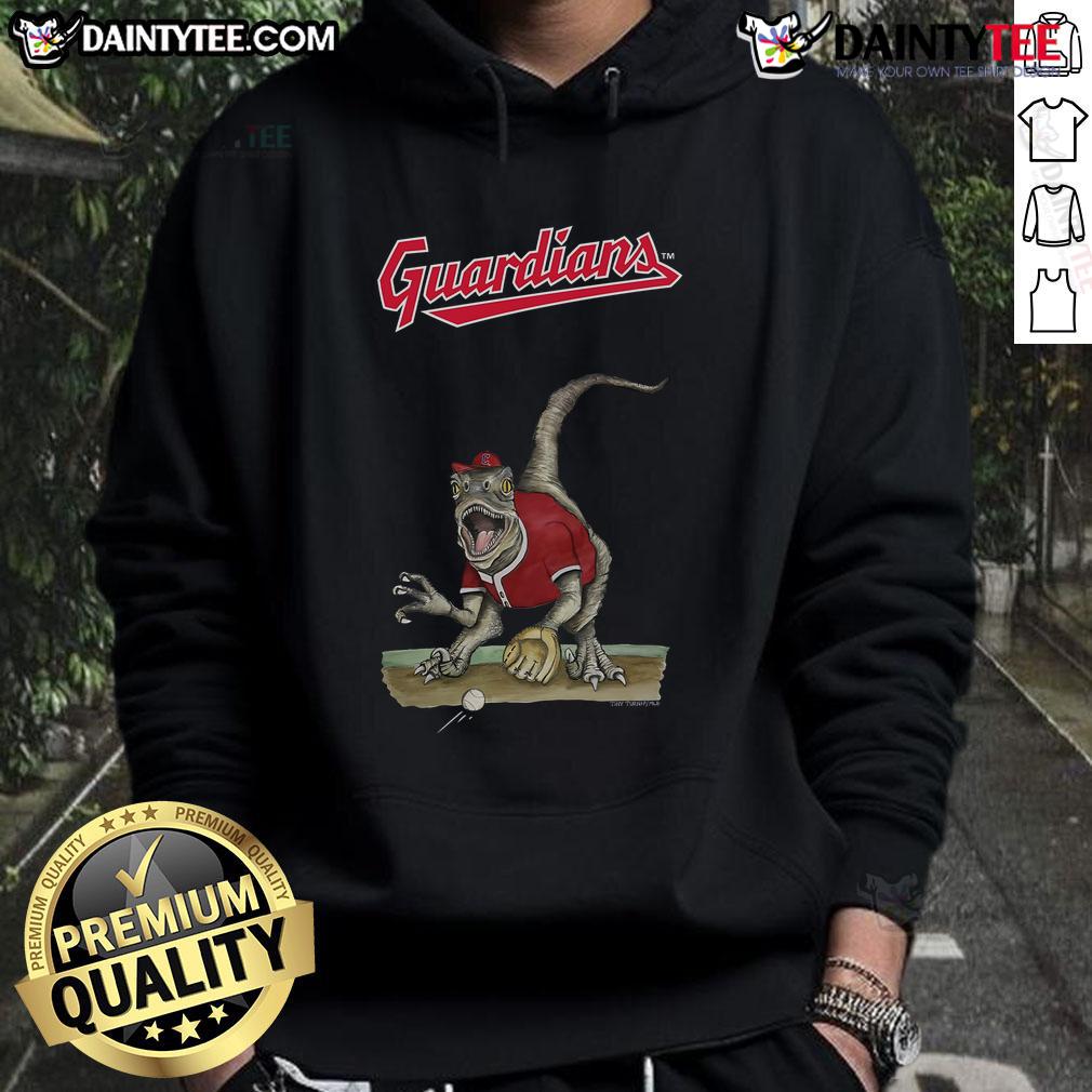 Awesome Cleveland Guardians Tiny Turnip Velociraptor Hoodie showcasing vibrant design and team spirit for fans.