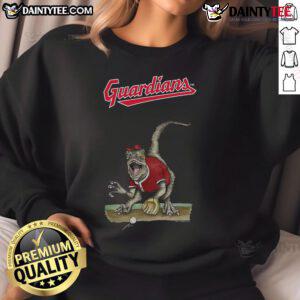 Awesome Cleveland Guardians Tiny Turnip Velociraptor Sweatshirt featuring a vibrant dinosaur design for fans.