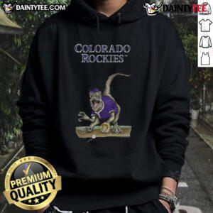 Awesome Colorado Rockies Tiny Turnip Velociraptor Hoodie featuring a fun dinosaur design, perfect for outdoor adventures.