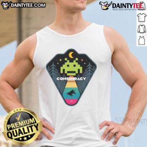 Awesome Conspiracy Dealer Tank Top featuring a bold graphic design, perfect for fans of unique conspiracy-themed apparel.