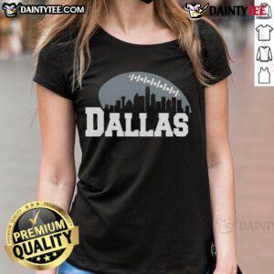 Alt Text: Awesome Dallas city skyline design on a ladies football tee, perfect for sports fans and Dallas enthusiasts.