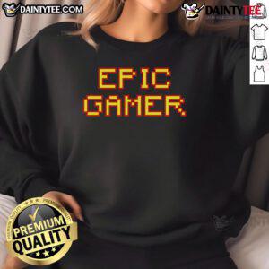 Alt Text: Awesome Epic Gamer Pixel Text Sweatshirt featuring colorful pixel art design perfect for gaming enthusiasts.