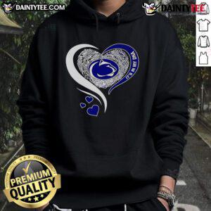 Awesome Fingerprint Heart on a Penn State Nittany Lions Hoodie, showcasing DNA-inspired design for fans.