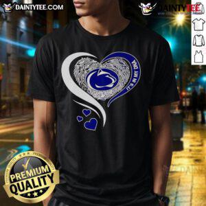 Awesome Fingerprint Heart T-Shirt featuring Penn State Nittany Lions design, showcasing school spirit and DNA pride.