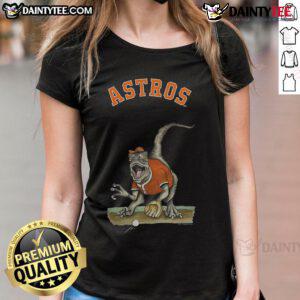 Awesome Houston Astros tiny turnip velociraptor ladies tee featuring a fun dinosaur design for fans and casual wear.