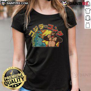 Alt Text: Awesome Japanese Zilla Verse Kong retro monster ladies tee featuring vibrant graphics and a stylish design.