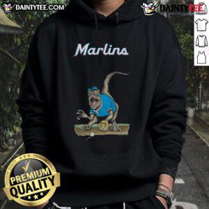Awesome Miami Marlins Tiny Turnip Velociraptor Hoodie featuring vibrant colors and unique design for baseball fans.