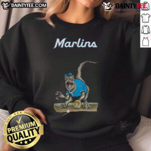 Alt Text: Awesome Miami Marlins tiny turnip velociraptor sweatshirt featuring vibrant colors and playful dinosaur design.