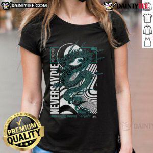 Awesome NSDR Draco Never Say Die Records London UK tee featuring dragon ladies design for a bold streetwear style.