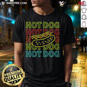 Awesome Neon Hot Dog T-Shirt featuring vibrant colors and a fun hot dog graphic, perfect for food lovers and casual wear.