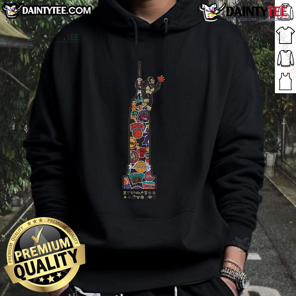 Alt Text: Awesome New York Knicks Hardwood Classics King Kong Hoodie featuring vibrant team colors and iconic design.