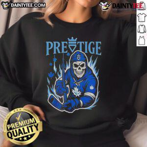 Awesome Prestige Skeleton Toronto Maple Leafs sweatshirt featuring a bold skull design and team logo for fans.