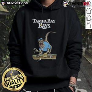 Awesome Tampa Bay Rays Tiny Turnip Velociraptor Hoodie featuring a vibrant design for fans and dinosaur lovers alike.