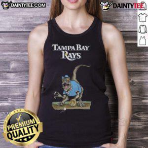 Alt Text: Cute Tampa Bay Rays tiny turnip velociraptor tank top design featuring vibrant colors and playful graphics.