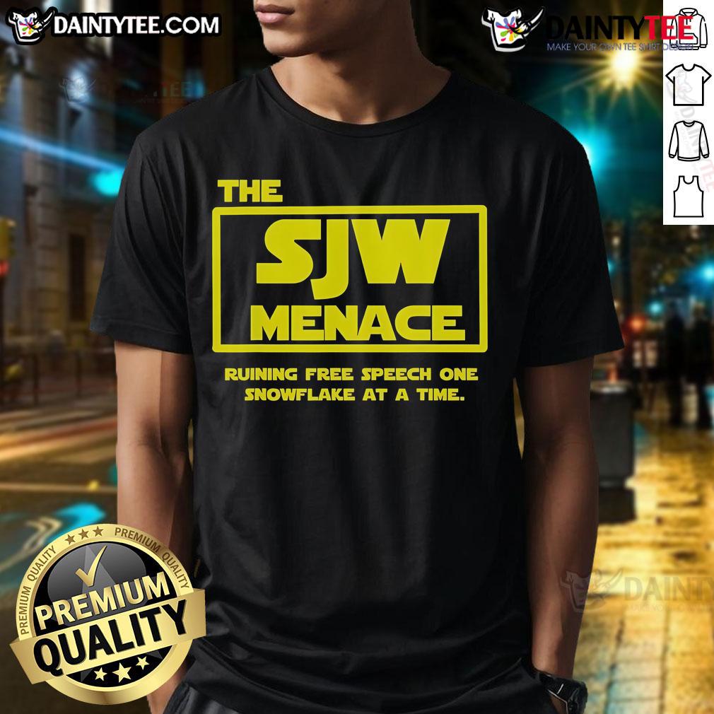 Alt Text: Awesome The SJW Menace T-Shirt featuring bold graphics and a unique design for activism and awareness.