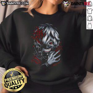 Alt Text: Stylish Tokyo Ghoul Ken Kaneki masked hunger sweatshirt featuring a bold design for anime fans.