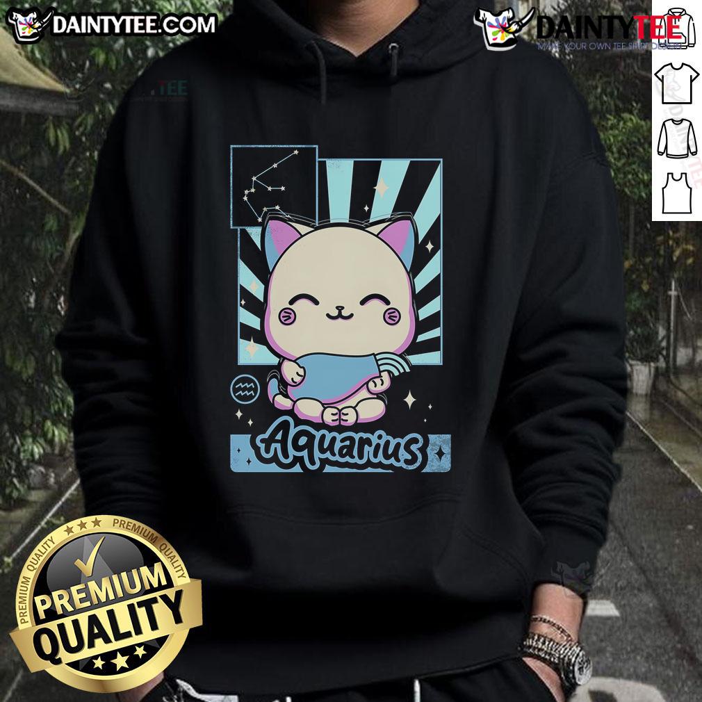 Cute astrology kawaii Aquarius hoodie featuring vibrant colors and playful zodiac design, perfect for astrology lovers.