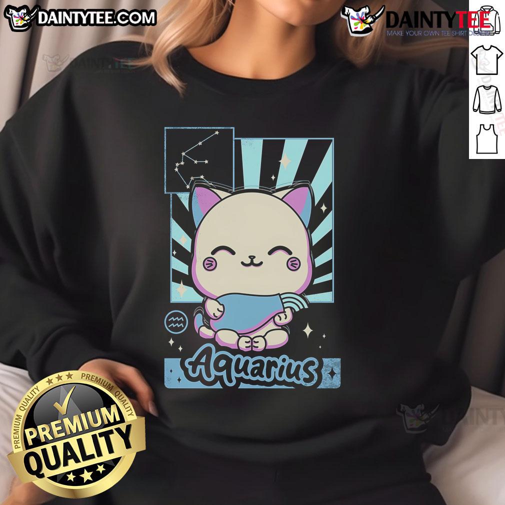 Cute Aquarius sweatshirt featuring kawaii zodiac designs, perfect for astrology lovers and stylish everyday wear.