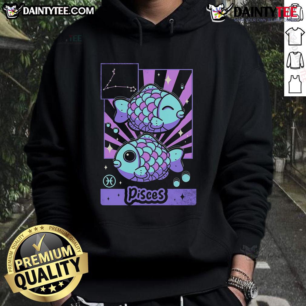 Alt Text: Cute astrology kawaii zodiac Pisces hoodie featuring playful design and vibrant colors, perfect for astrology lovers.