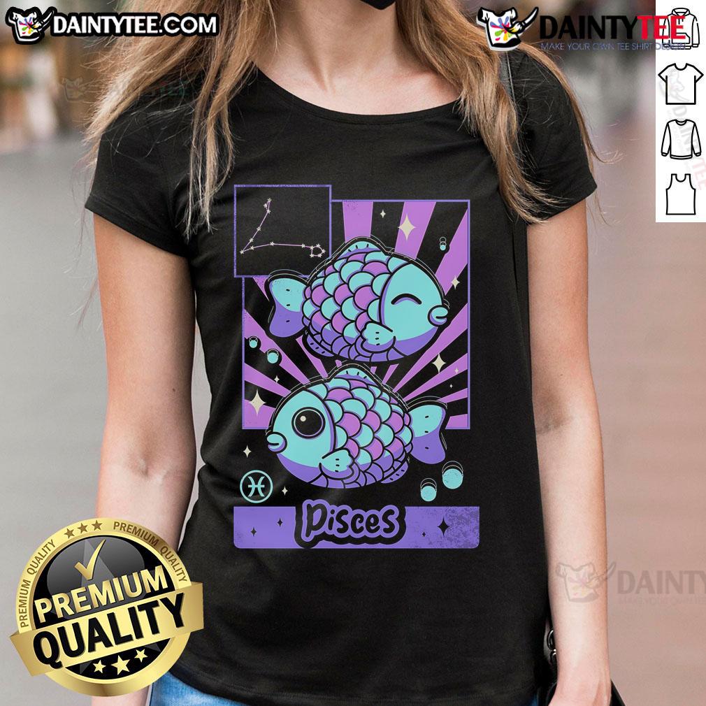 Adorable Kawaii Zodiac Pisces ladies tee featuring cute astrology design, perfect for astrology lovers and fashion enthusiasts.