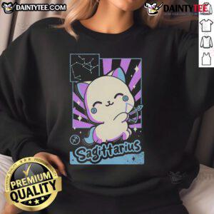Alt Text: Cute astrology kawaii Sagittarius sweatshirt featuring vibrant designs and zodiac motifs for astrology lovers.