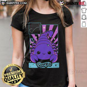 Adorable Kawaii Scorpio ladies tee featuring cute astrology design, perfect for zodiac lovers and fashion enthusiasts.