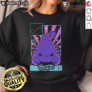 Adorable Kawaii Scorpio sweatshirt featuring cute astrology designs perfect for zodiac lovers and cozy fashion enthusiasts.
