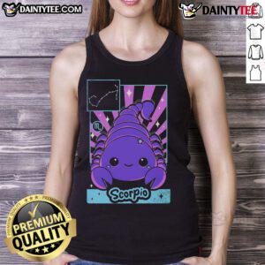 Alt Text: Cute astrology kawaii zodiac Scorpio tank top featuring a playful design and vibrant colors, perfect for astrology lovers.