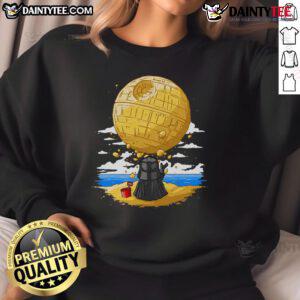 Adorable Darkside sandcastles graphic on a Darth Vader sweatshirt, perfect for Star Wars fans and cozy style.