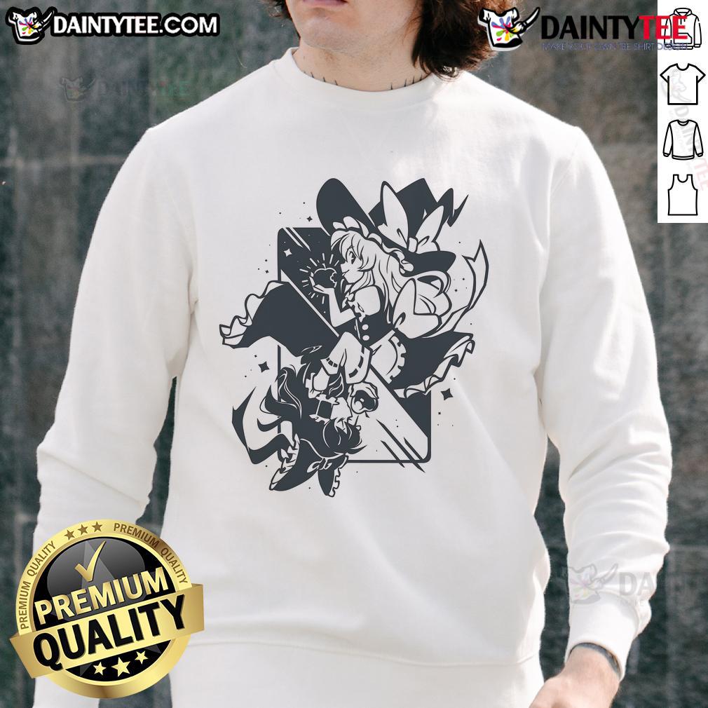 Cute Marisa Kirisame Bad Apple sweatshirt featuring vibrant artwork from Touhou Project, perfect for fans.