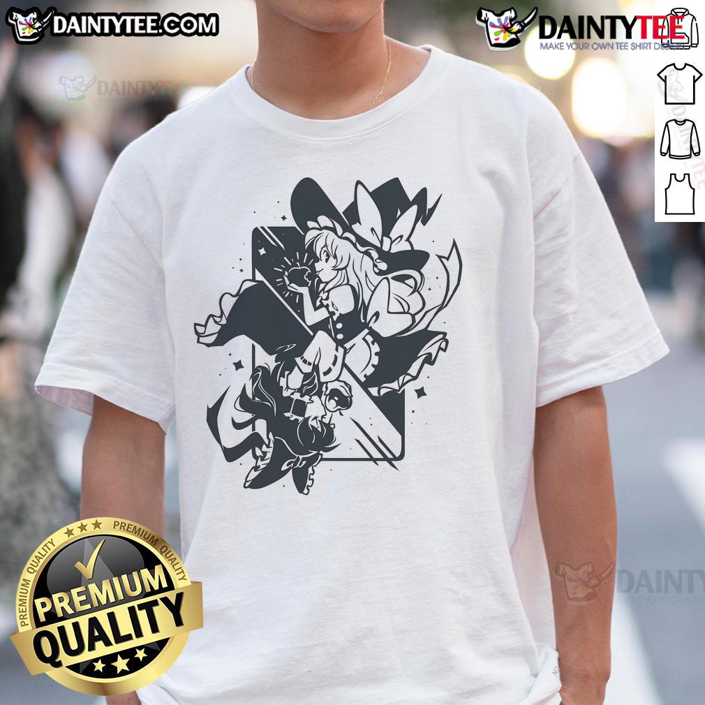 Alt Text: Cute Marisa Kirisame Bad Apple T-Shirt featuring vibrant graphics from Touhou Project, perfect for fans and collectors.