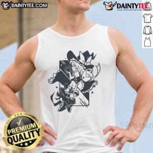 Cute Marisa Kirisame wearing a Bad Apple tank top from Touhou Project, showcasing vibrant colors and character design.