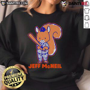 Cute New York Mets Jeff McNeil squirrel sweatshirt featuring a playful design, perfect for fans and cozy wear.