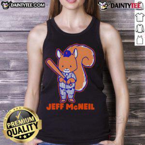 Alt Text: Cute New York Mets Jeff McNeil squirrel tank top featuring vibrant colors and a playful design for fans.