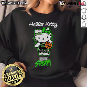 Cute Seattle Storm x Hello Kitty night sweatshirt featuring vibrant colors and playful design, perfect for fans.