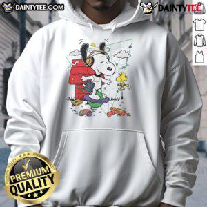 Alt Text: Cute Snoopy and Woodstock hoodie featuring fun pogo days design, perfect for casual wear and Peanuts fans.