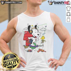 Cute Snoopy and Woodstock tank top featuring playful designs for Pogo Days, perfect for summer casual wear.