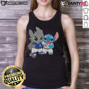Adorable Stitch and Toothless graphic on a New York Yankees tank top, perfect for casual summer style.