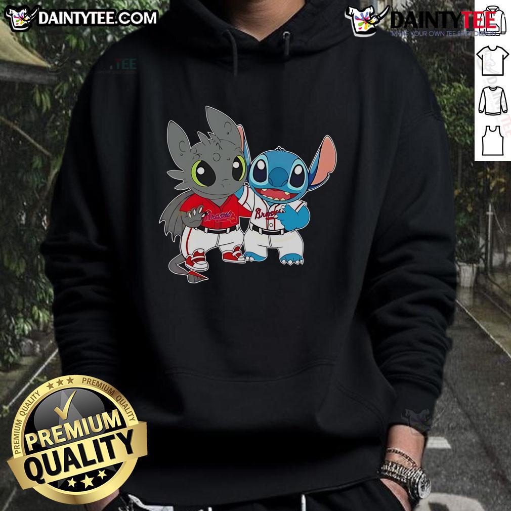 Alt Text: Cute Stitch and Toothless Philadelphia Phillies hoodie featuring vibrant colors and playful design for fans.